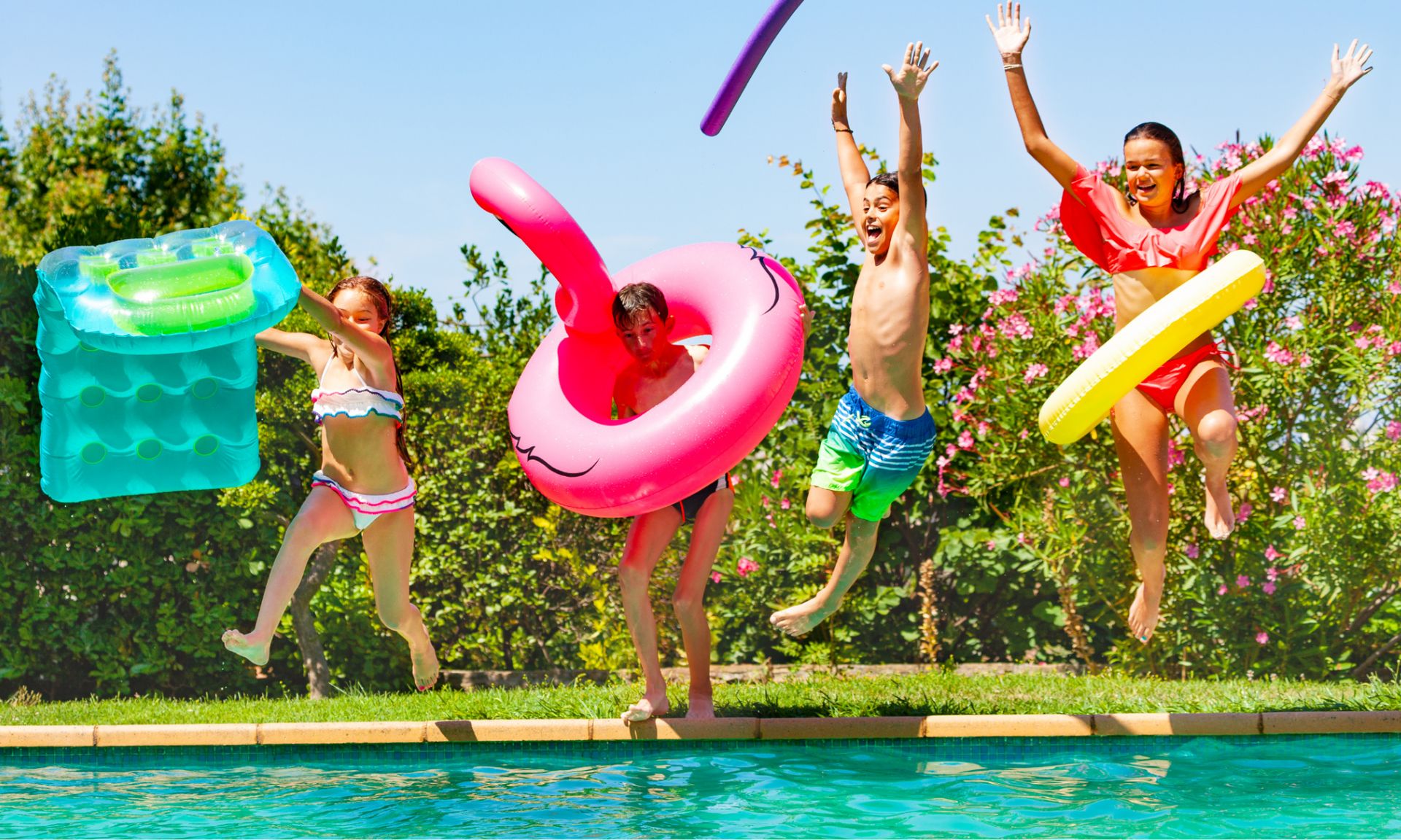 Family enjoying their pool